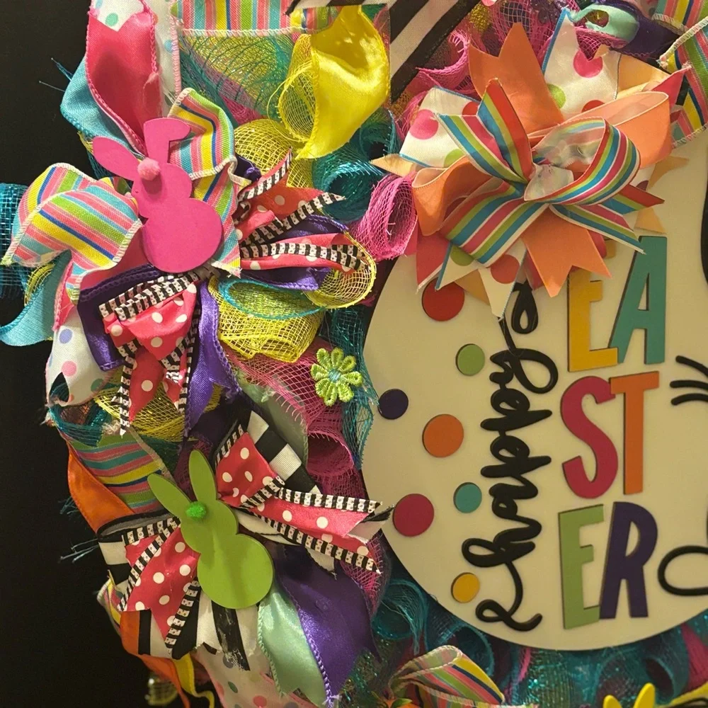 Cheerful Multicolor Easter Bunny Wreath
